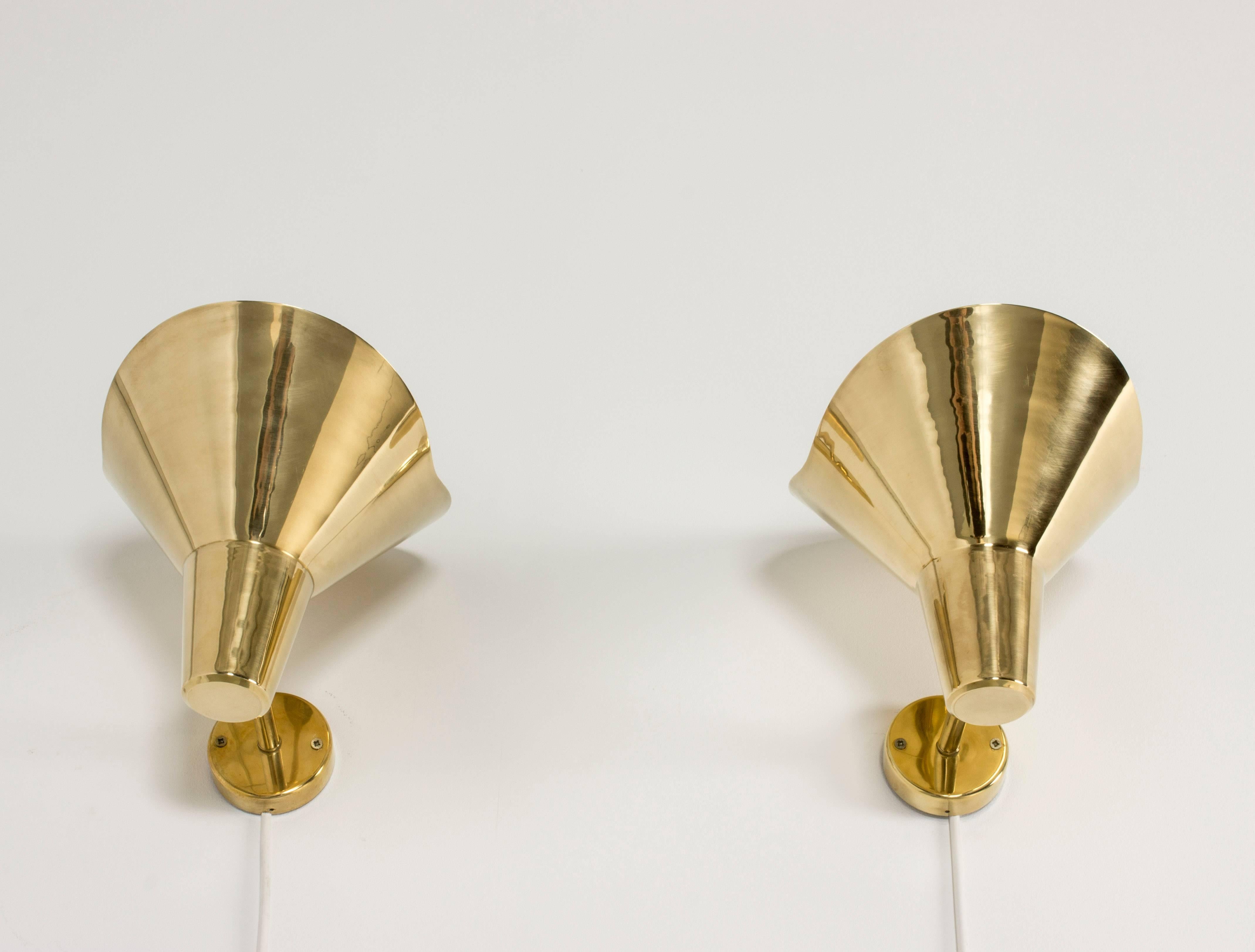 Swedish Pair of Brass Wall Sconces by Hans Bergström