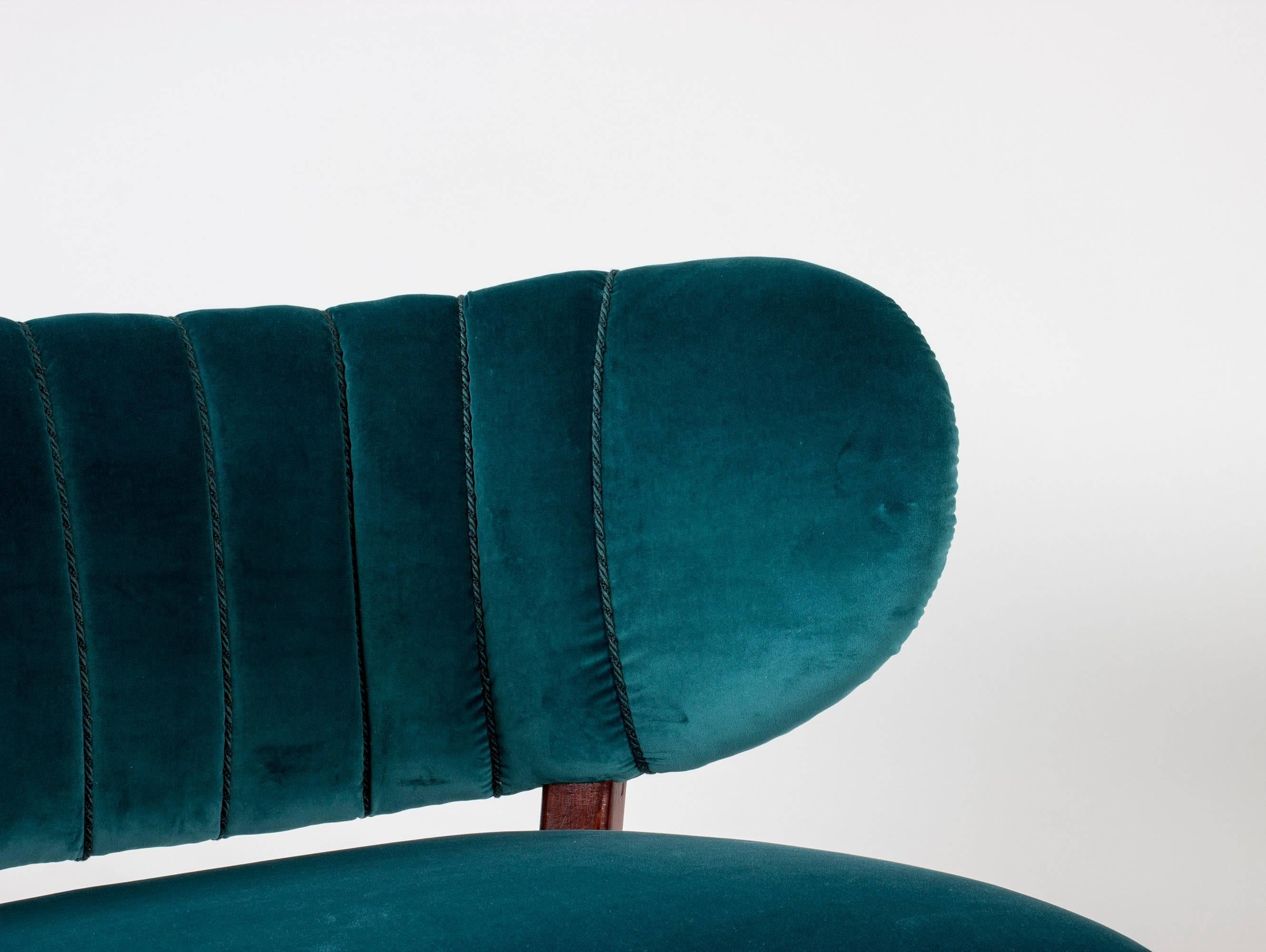 Velvet Pair of Lounge Chairs by Otto Schulz
