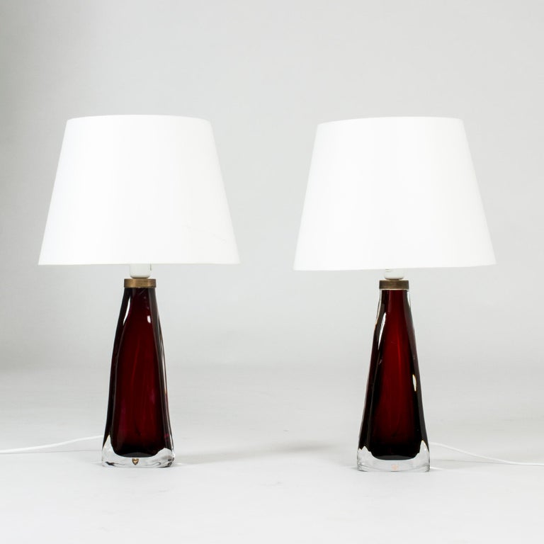 Pair Of Glass Table Lamps By Carl Erlund For At 1stdibs Pair Of Stunning Dark Rich Red Semi Translucent Glass Table Lamps By Carl