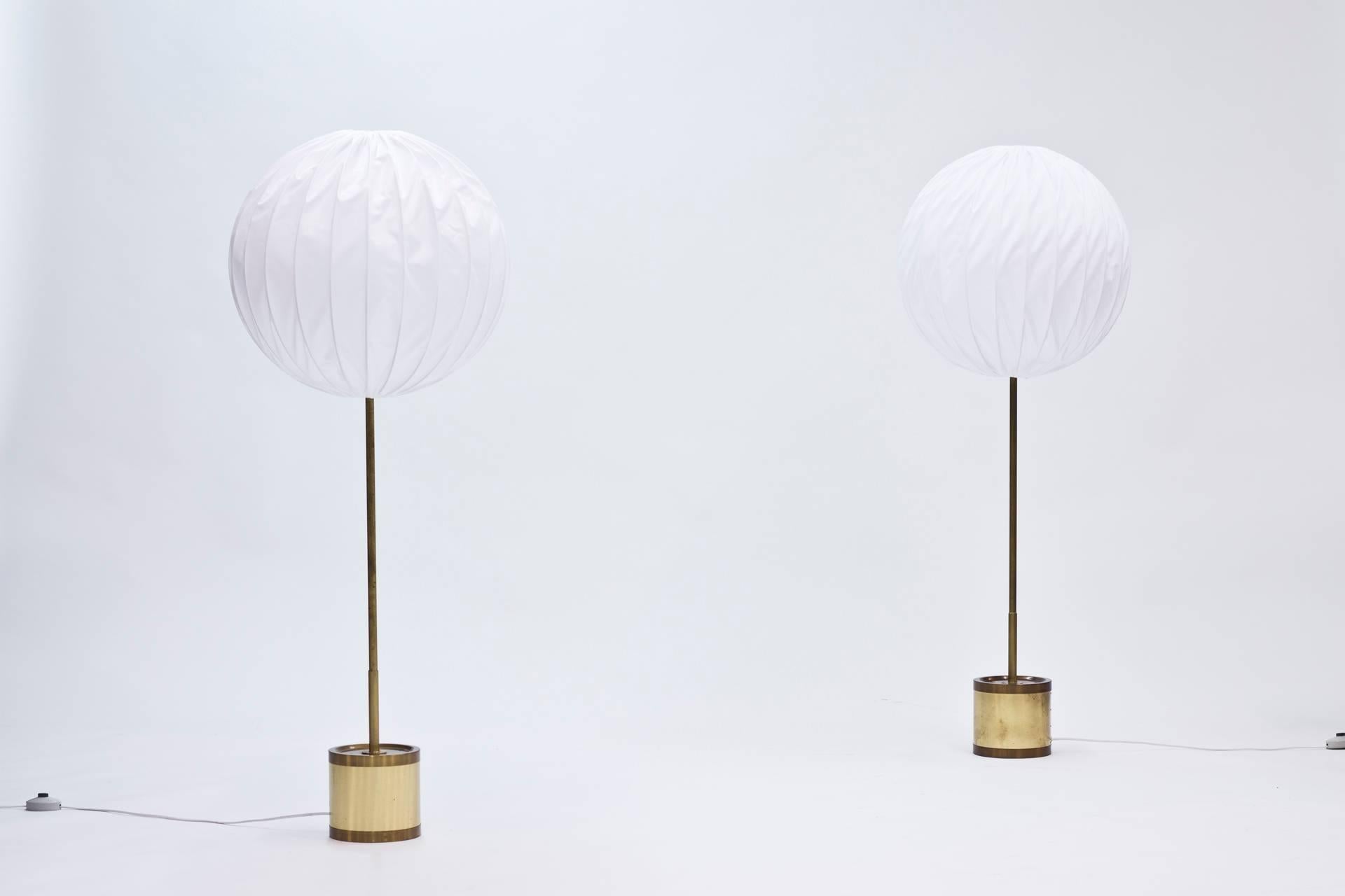 Scandinavian Modern Pair of Brass Floor Lamps by Hans-Agne Jakobsson