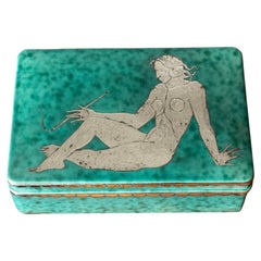 Midcentury Stoneware “Argenta” Box by Wilhelm Kåge, Gustavsberg, Sweden, 1946