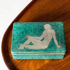 Midcentury Stoneware “Argenta” Box by Wilhelm Kåge, Gustavsberg, Sweden, 1946