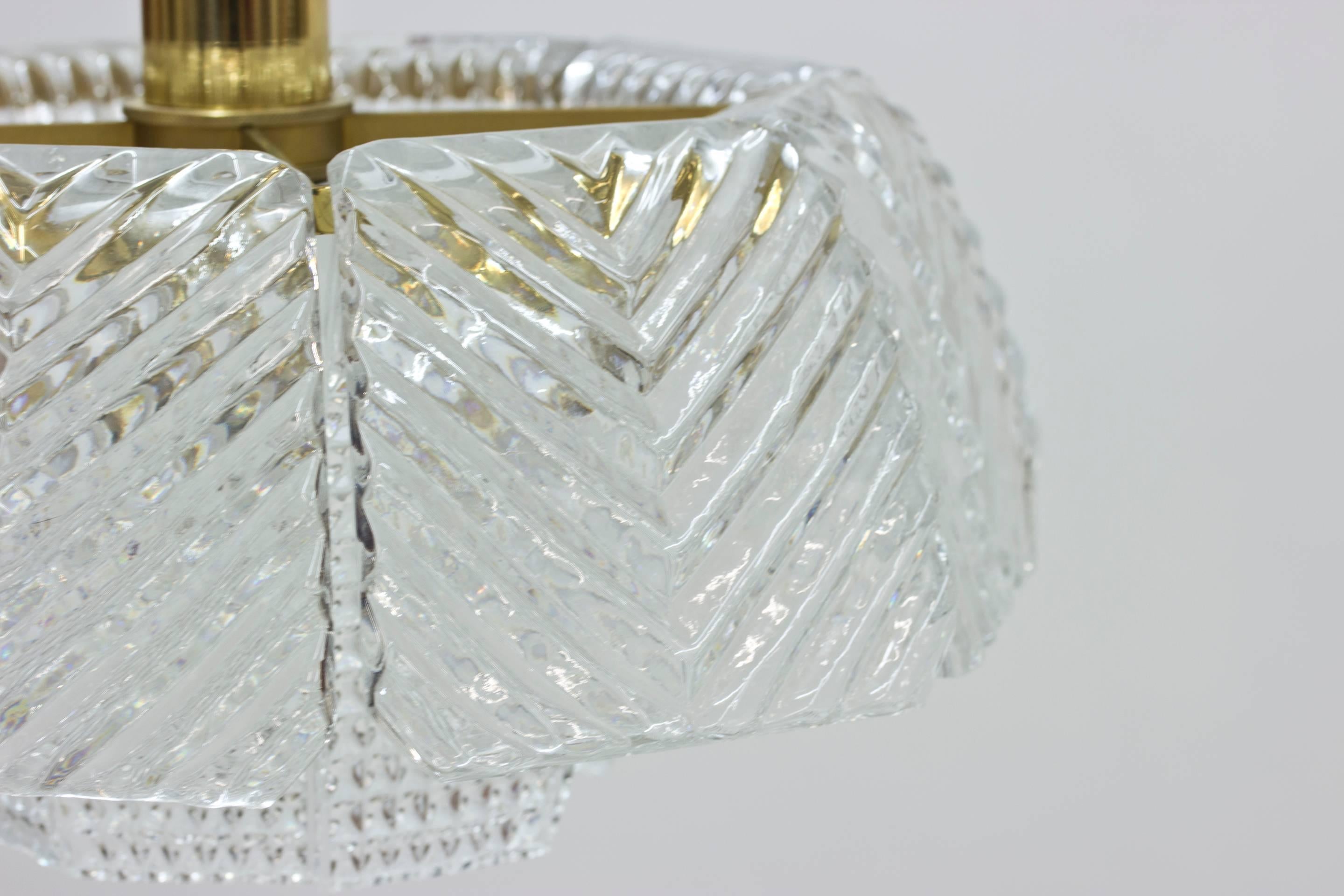 Scandinavian Modern Glass Pendant Lamp by Carl Fagerlund for Orrefors, Sweden. 1960s.