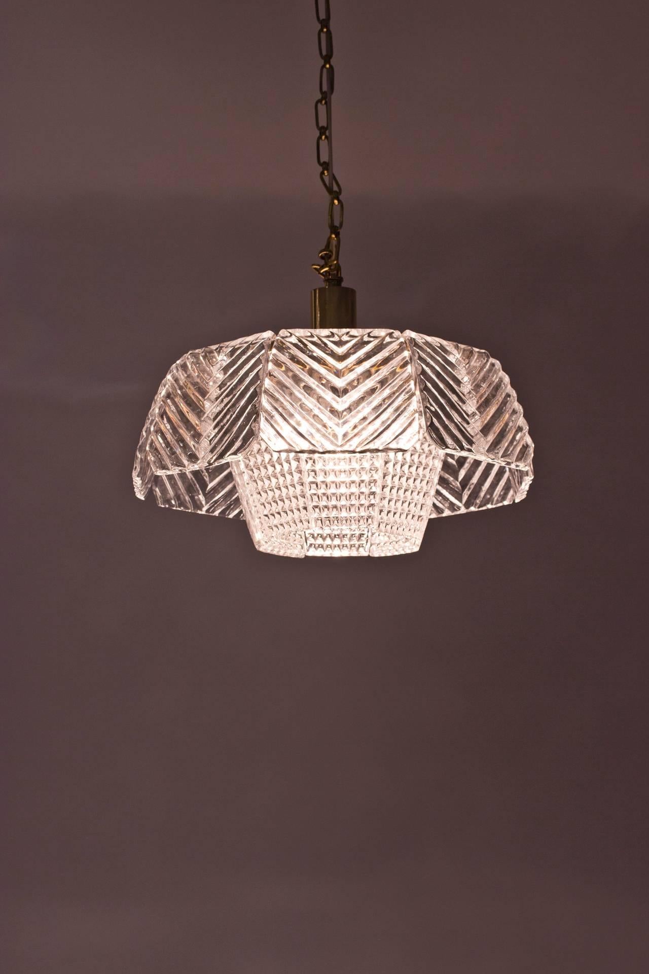Glass Pendant Lamp by Carl Fagerlund for Orrefors, Sweden. 1960s. In Good Condition In Stockholm, SE