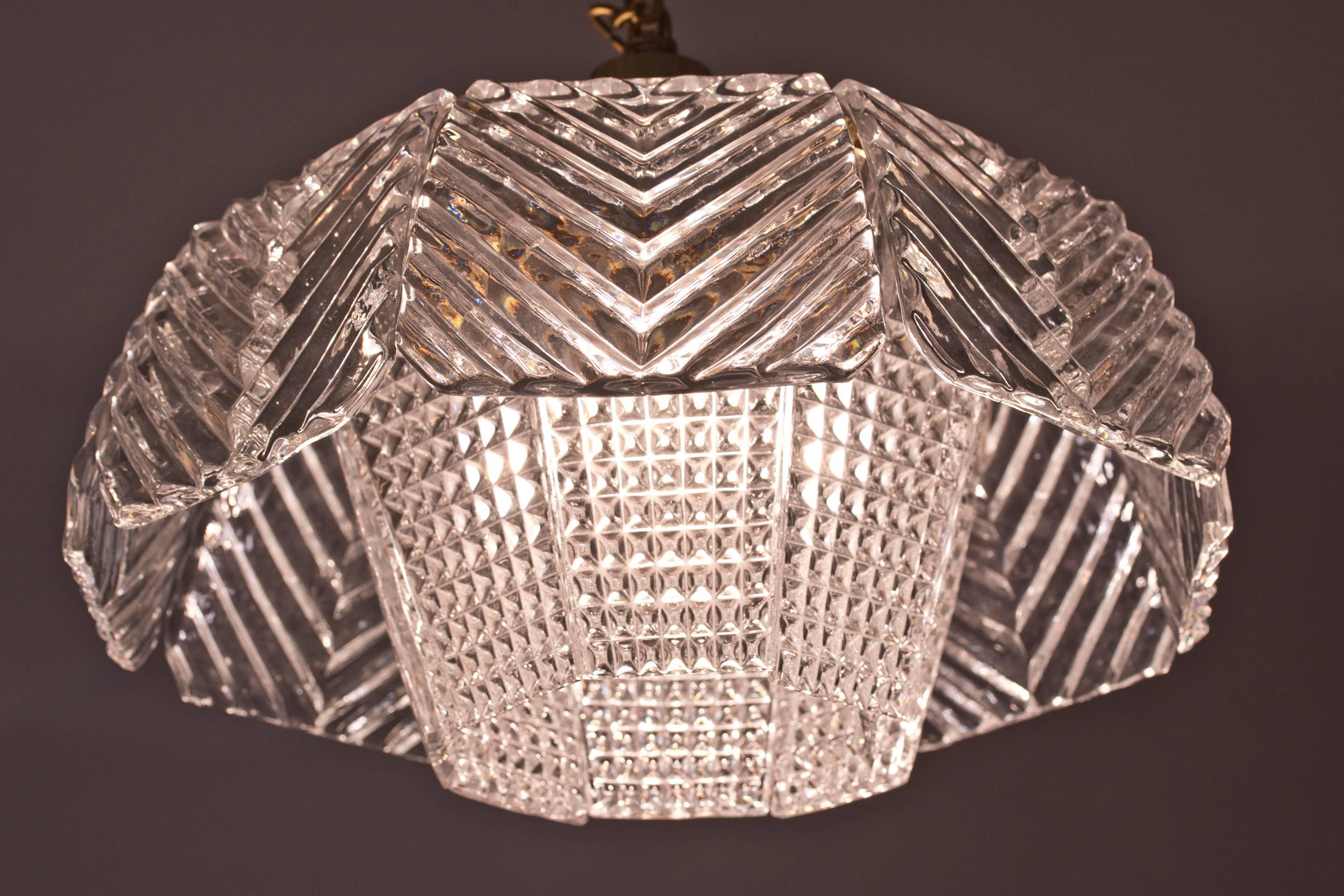 Mid-20th Century Glass Pendant Lamp by Carl Fagerlund for Orrefors, Sweden. 1960s.