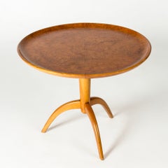 Swedish Modern Elm and Burled Birch Side Table, 1940s