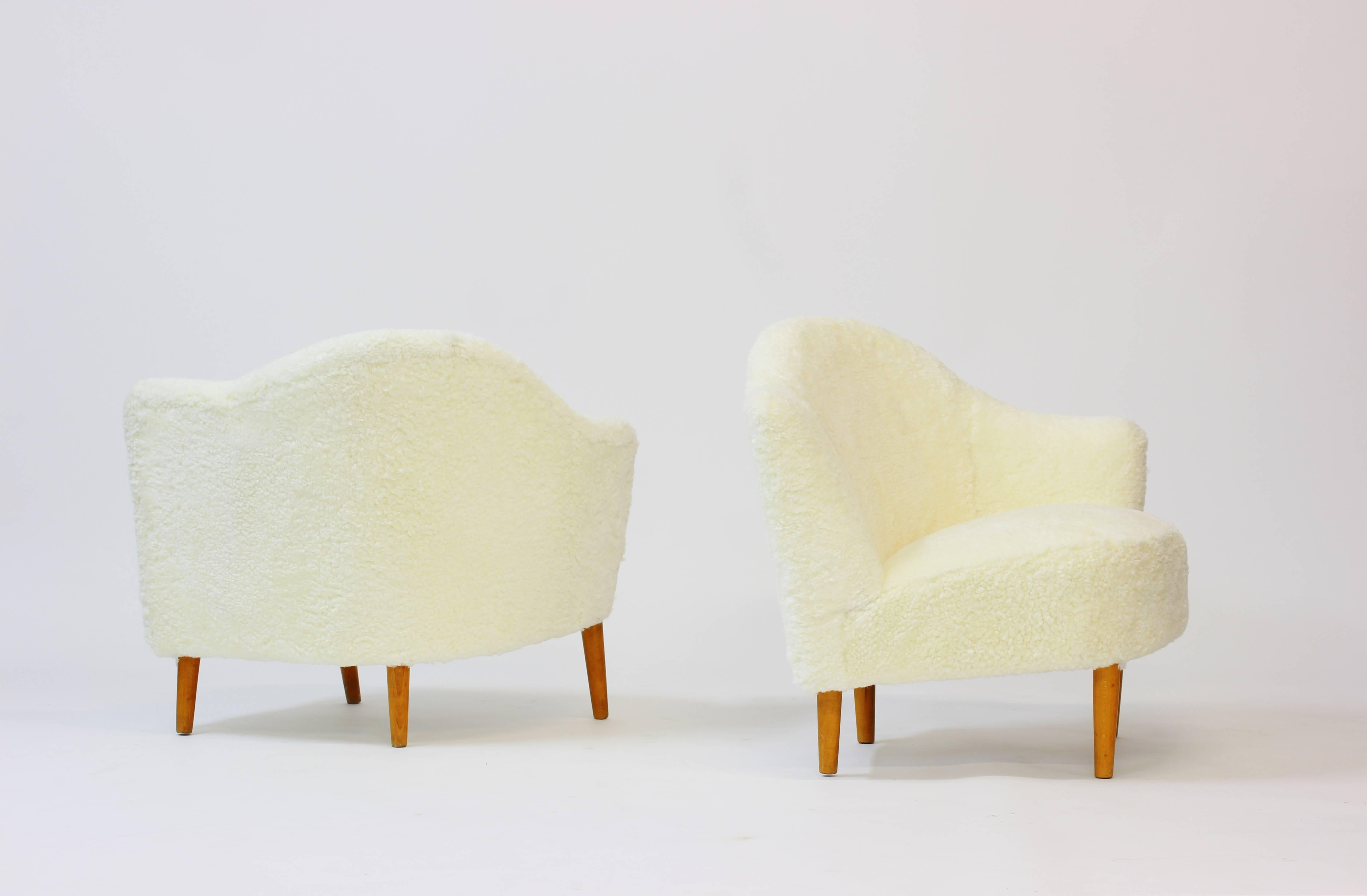 Scandinavian Modern Easy Chairs Attributed to Carl Malmsten