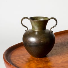 Swedish Modernist Patinated Bronze Vase from GAB, 1930s