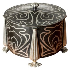 Swedish Art Nouveau Lidded Pewter Box, Stockholm, 1904