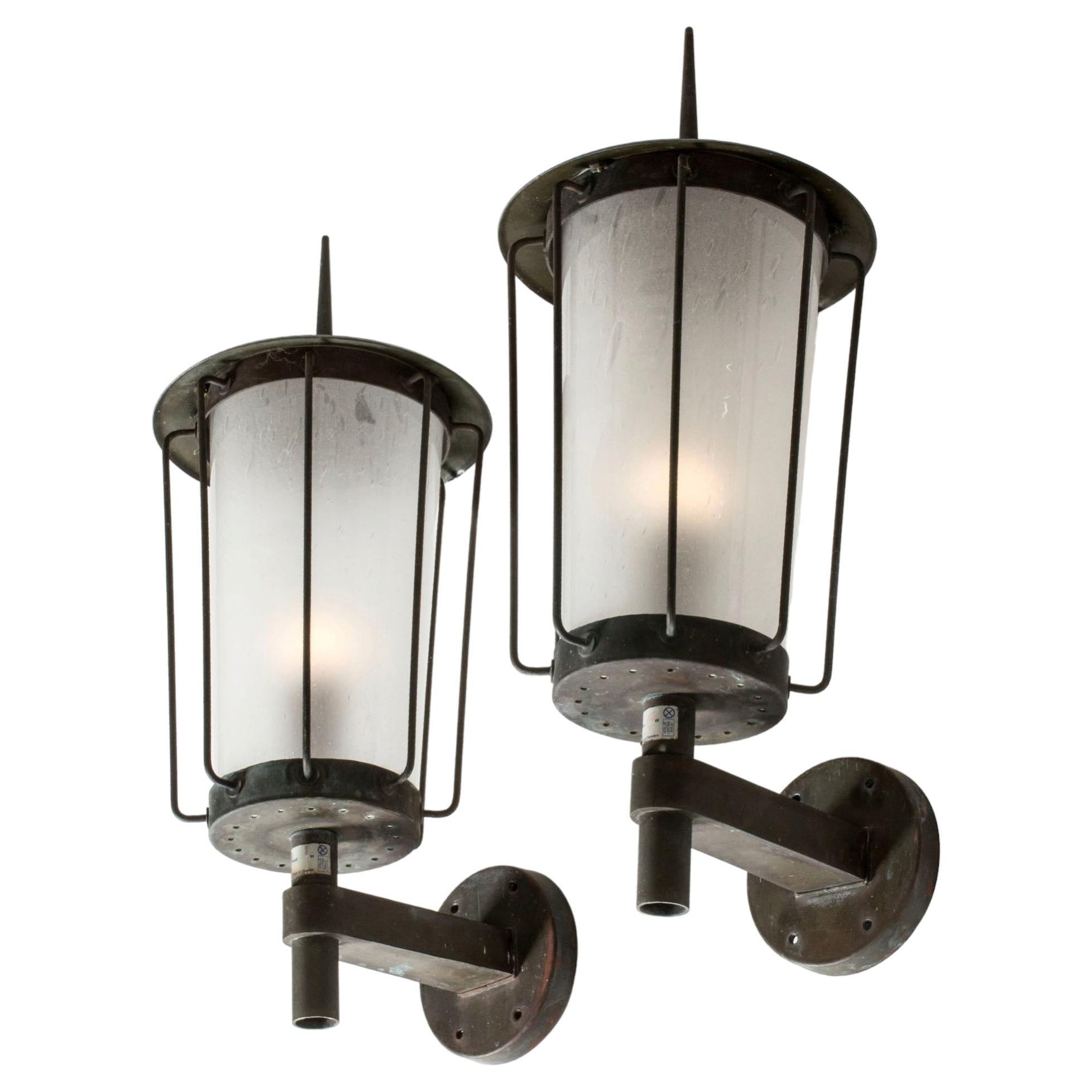 Lampade da parete scandinave in rame di Hans Bergström, ateljé Lyktan, Svezia, anni ’40