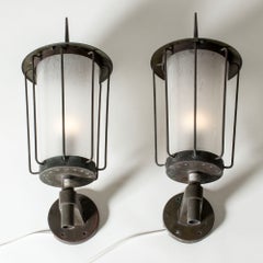 Scandinavian Copper Wall Lamps by Hans Bergström, ateljé Lyktan, Sweden, 1940s