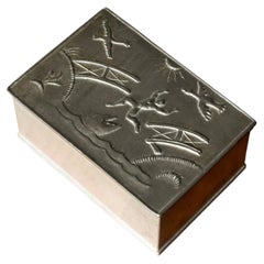 Schwedische Zinnschatulle „Swedish Grace“ mit Deckel von Nils Fougstedt, Herman Bergman, Schweden, 1928