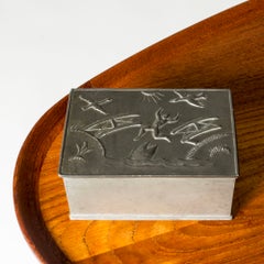Schwedische Zinnschatulle „Swedish Grace“ mit Deckel von Nils Fougstedt, Herman Bergman, Schweden, 1928