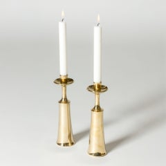 Vintage Midcentury Pair of Brass Candlesticks by Jens Quistgaard, Denmark, 1950s