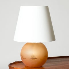 Swedish Grace Glass Table Lamp attributed to Elis Bergh, Kosta, Sweden, 1930s