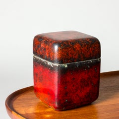 Scandinavian Modern Lidded Faience Box by Hans Hedberg, Biot, France