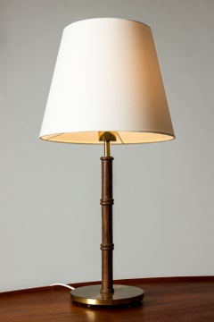 Midcentury Brass and Rosewood Table Lamp from Falkenbergs Belysning, 1960s