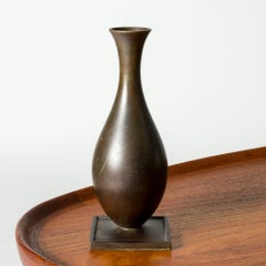 Swedish Modernist Patinated Bronze Vase from GAB, 1930s