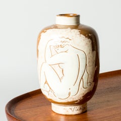Steingutvase von Vicke Lindstrand, Uppsala-Ekeby, Schweden, 1940er Jahre