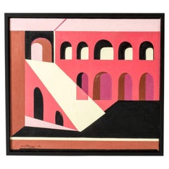 Peinture à l'huile moderniste de Bertil Öhlund, Suède, 1958