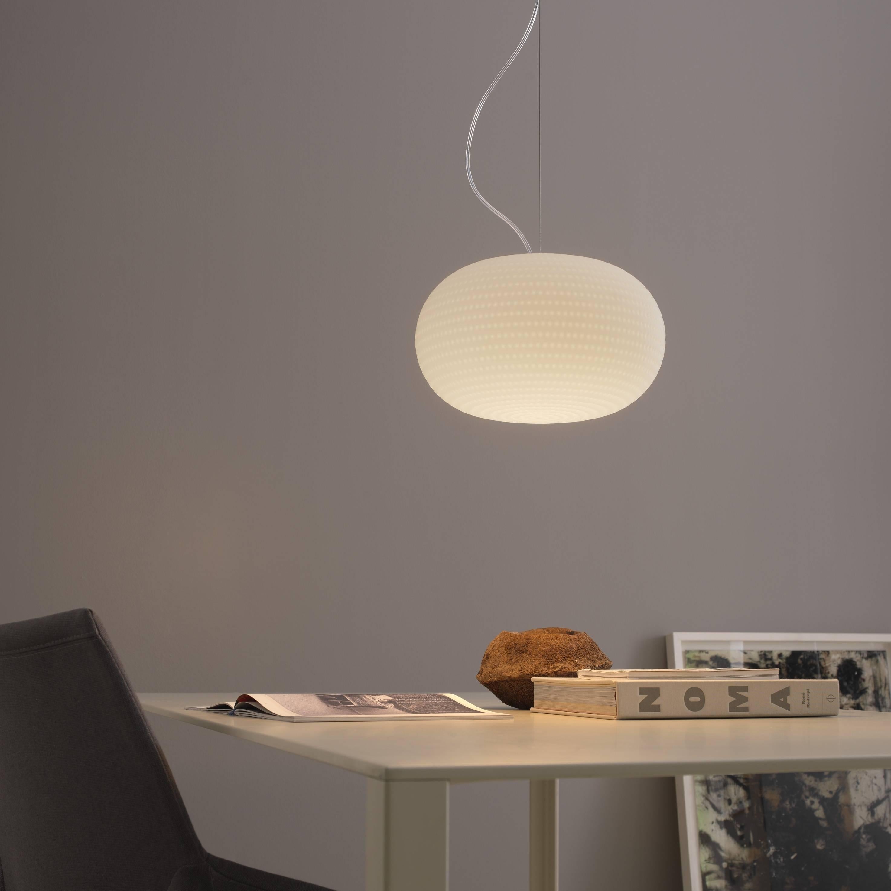 Italian Matti Klenell Fontana Arte Bianca Suspension Lamp in Blown Glass, Designed 2015 For Sale