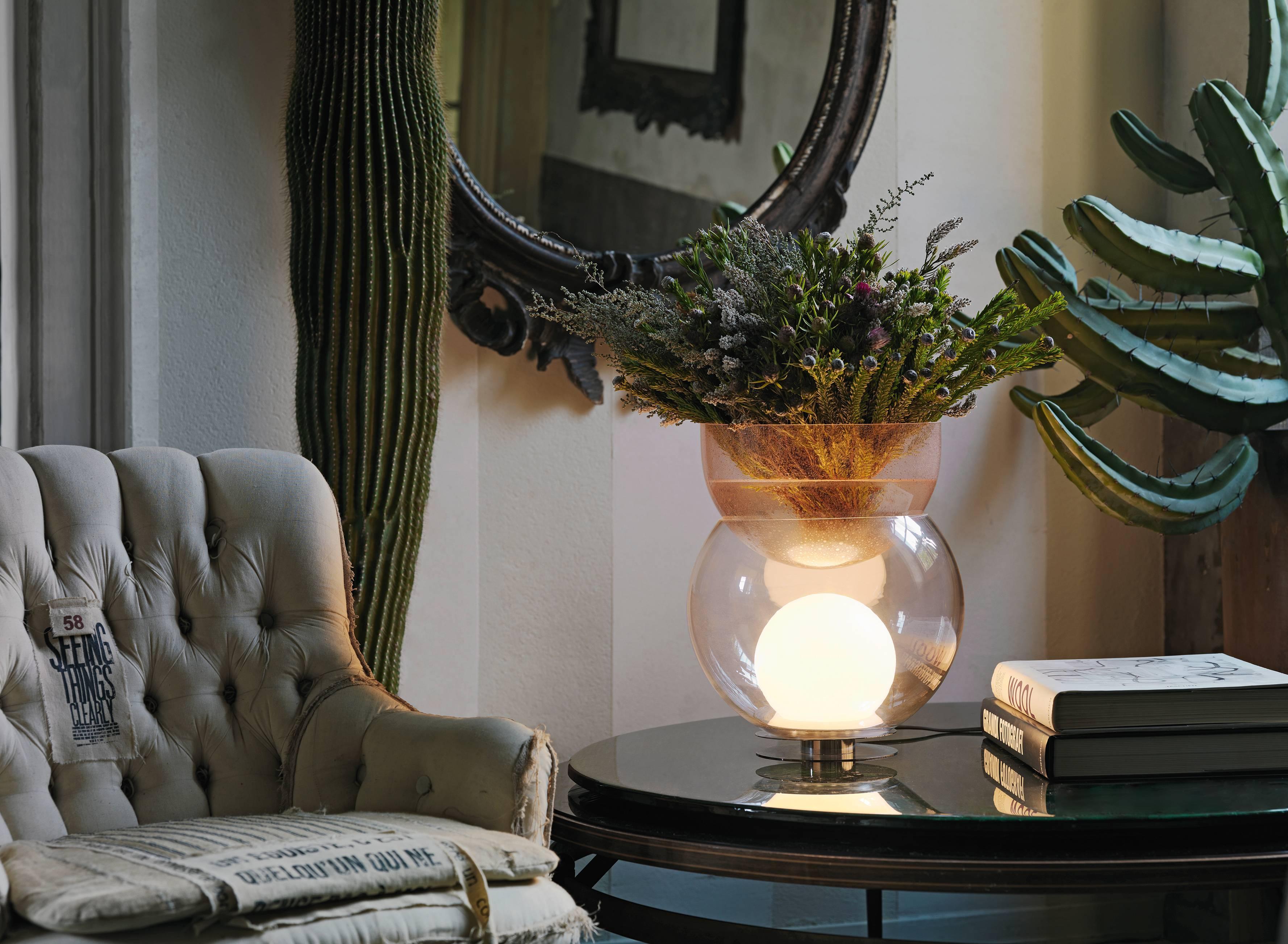 Tischlampe „Giova“ + Blumentopf entworfen von Gae Aulenti für FontanaArte (Poliert) im Angebot