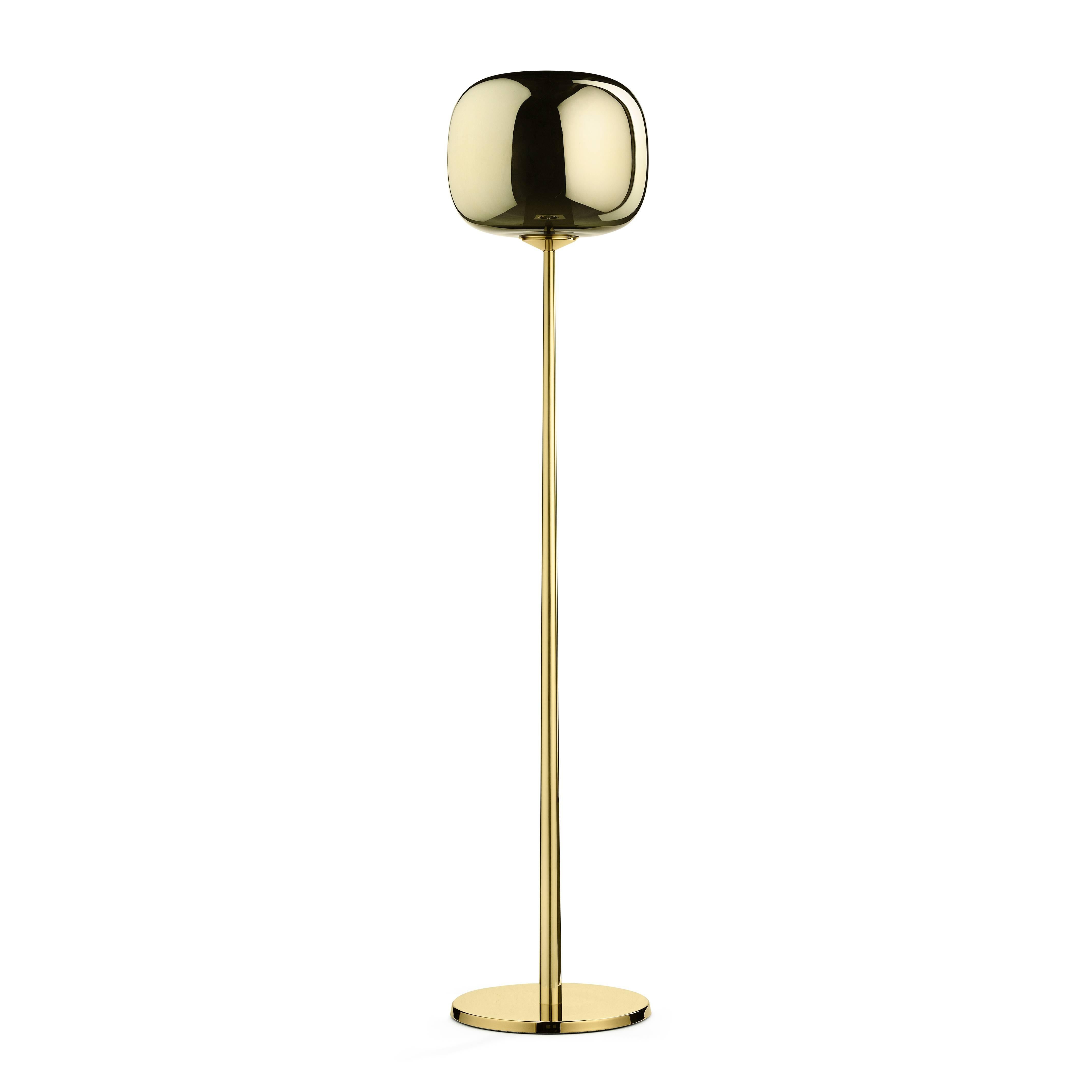 Dusk Dawn Floor Lamp in Brass and Metalized Glass Designed by Branch For Sale