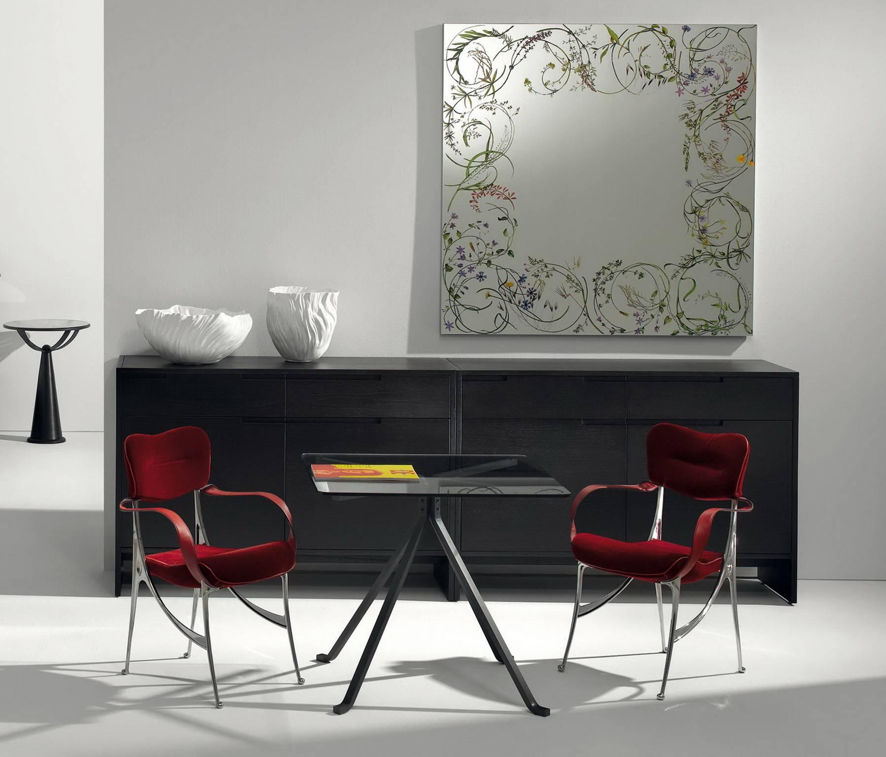 Peint Table de salle à manger « Cugino » en verre trempé et acier peint d'Enzo Mari pour Driade en vente