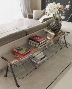 "Fratello" Low Tempered Glass Double-Top Table Designed by Enzo Mari for Driade