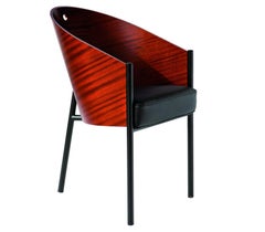 "Costes" Curved Mahogany or Grey Oak Plywood Armchair by P. Stark for Driade