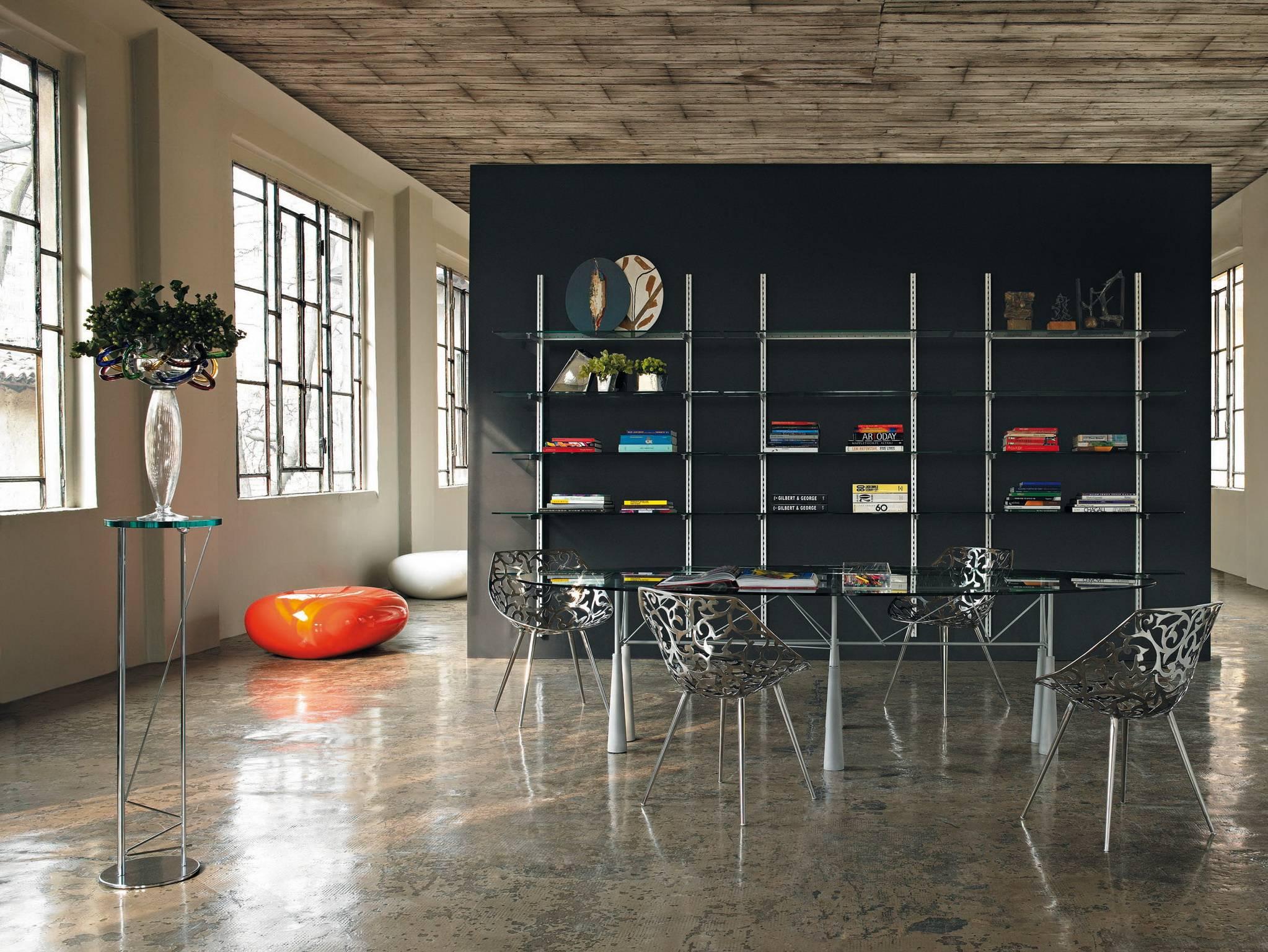 Acier Table « Lybra » en verre trempé et acier conçue par Elliott Littman pour Driade en vente
