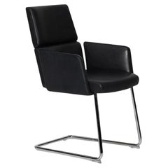 De Sede DS-414/62 Cantilevered Armchair in Black Leather by De Sede Design Team