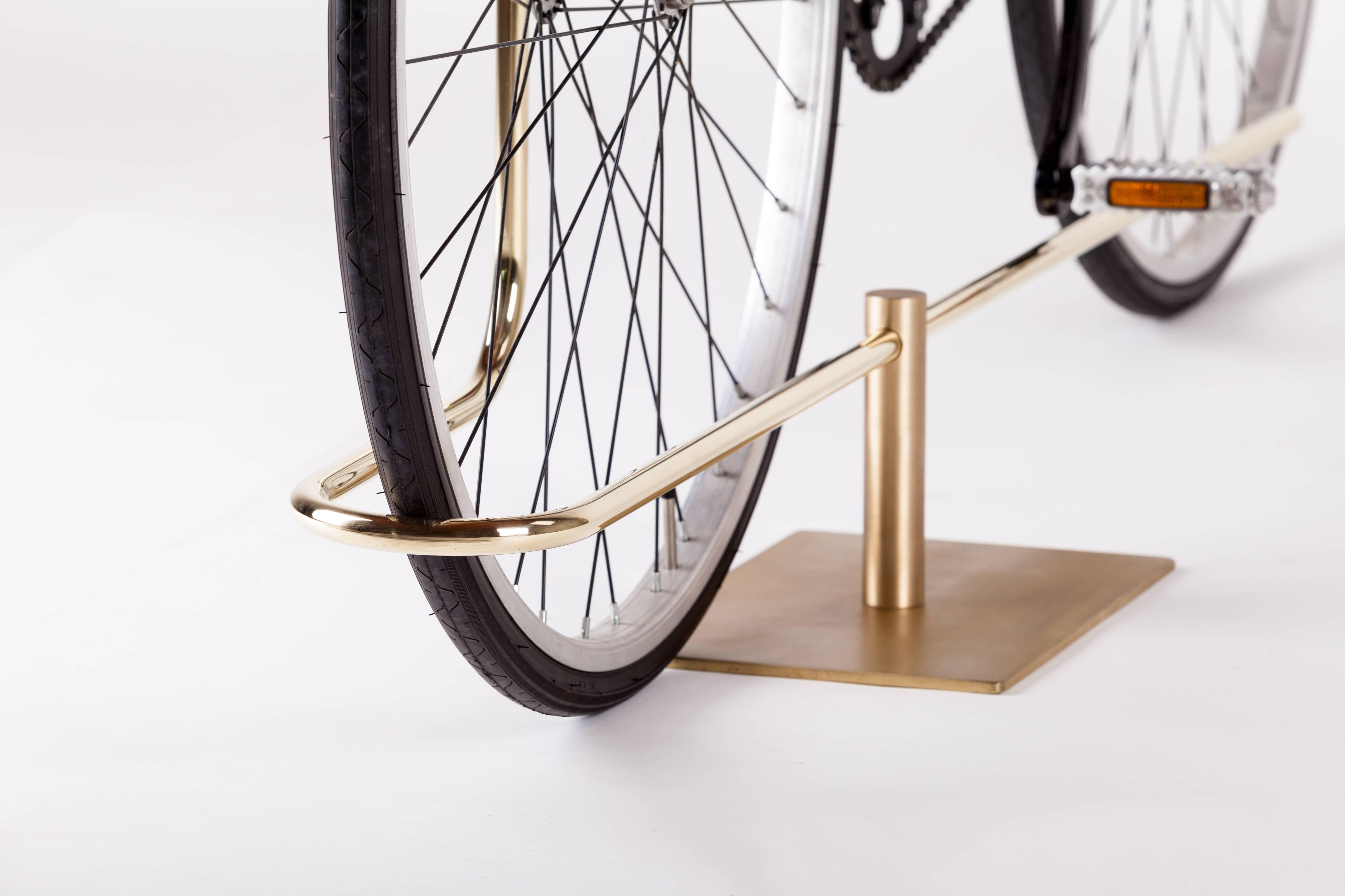Bi-Track Bicycle Stand in Polished Brass by Masanori Mori, Wallpaper Award In New Condition For Sale In Brooklyn, NY