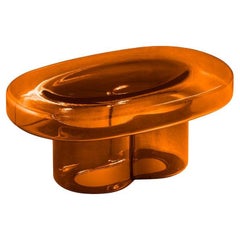 Soda Blown Murano Glass Oval Coffee Table in Amber  by Yiannis Ghikas