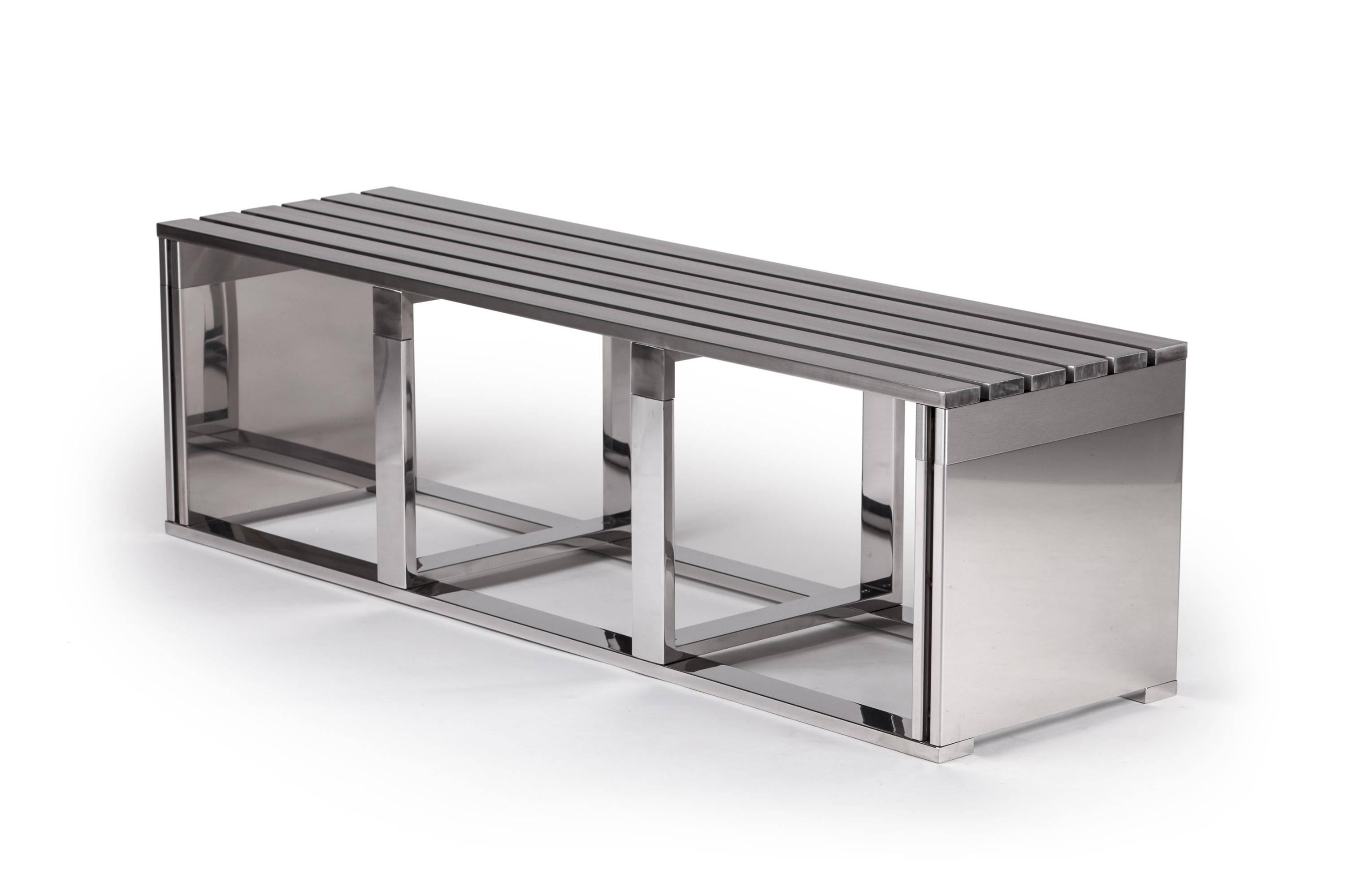 Bicroma Bench in Stainless Steel by Parisotto and Formenton For Sale 1