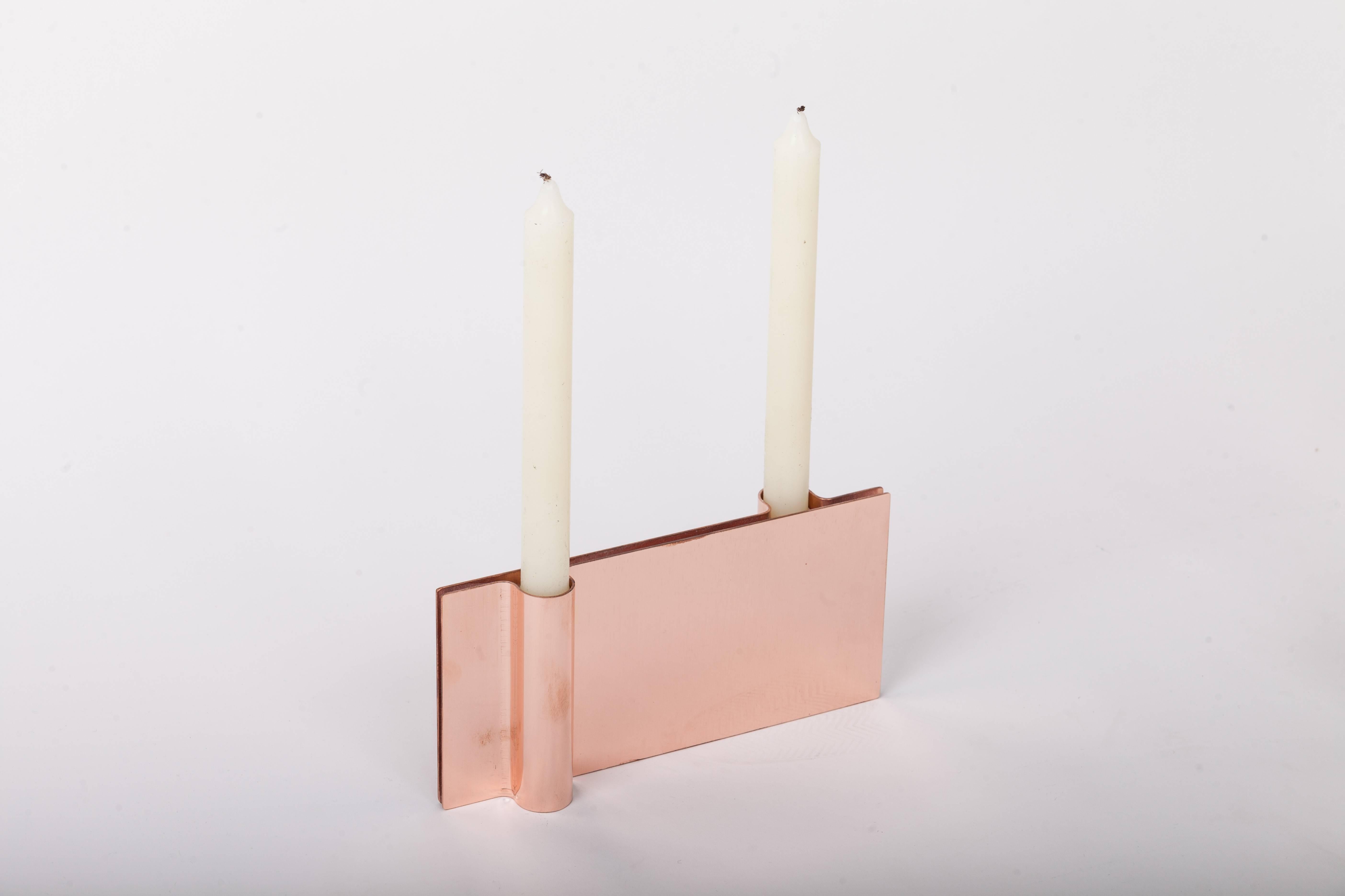 Contemporary Folio Candleholders Designed by Antigone Acconci in Copper, Brass or Inox  For Sale