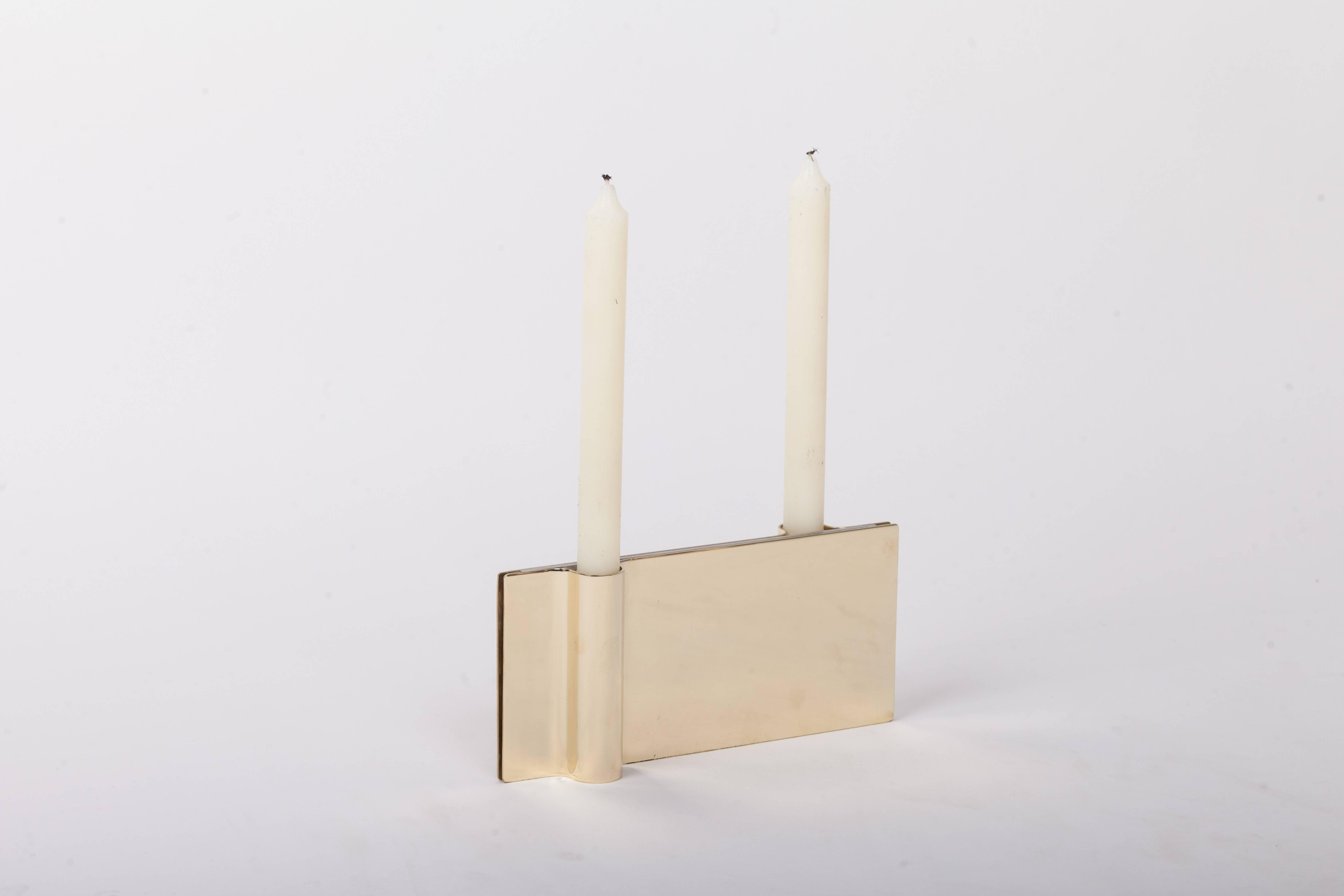 Folio Candleholders Designed by Antigone Acconci in Copper, Brass or Inox  For Sale 1