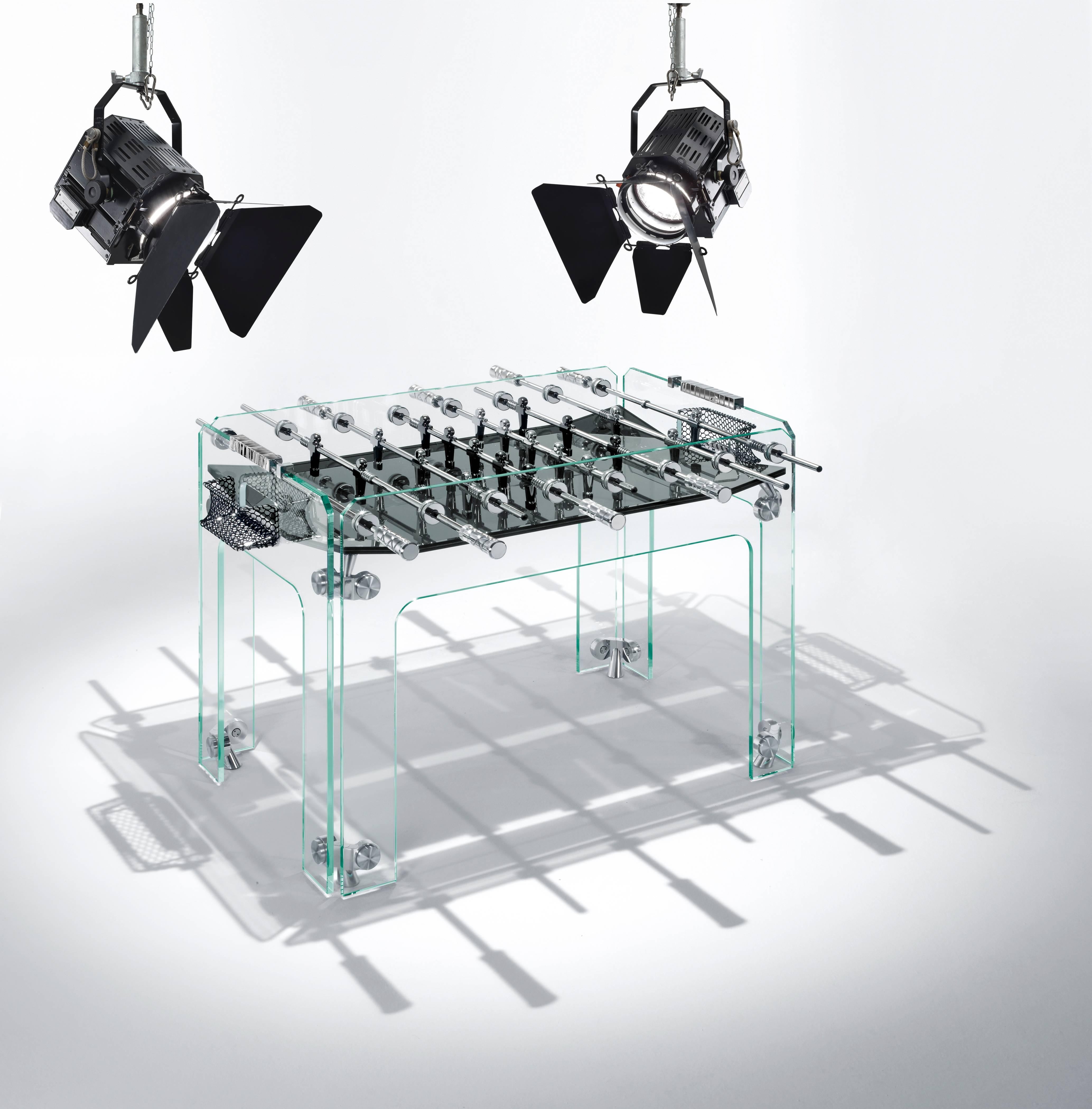 italien Table de baseball en cristal Cristallino avec terrain noir par Teckell en vente