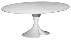 Tavolo con piano ovale in marmo e base in cristallo di "Didymos" di A. Astori per Driade