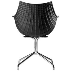 "Meridiana" Leather and Steel Chair Designed by Christophe Pillet for Driade