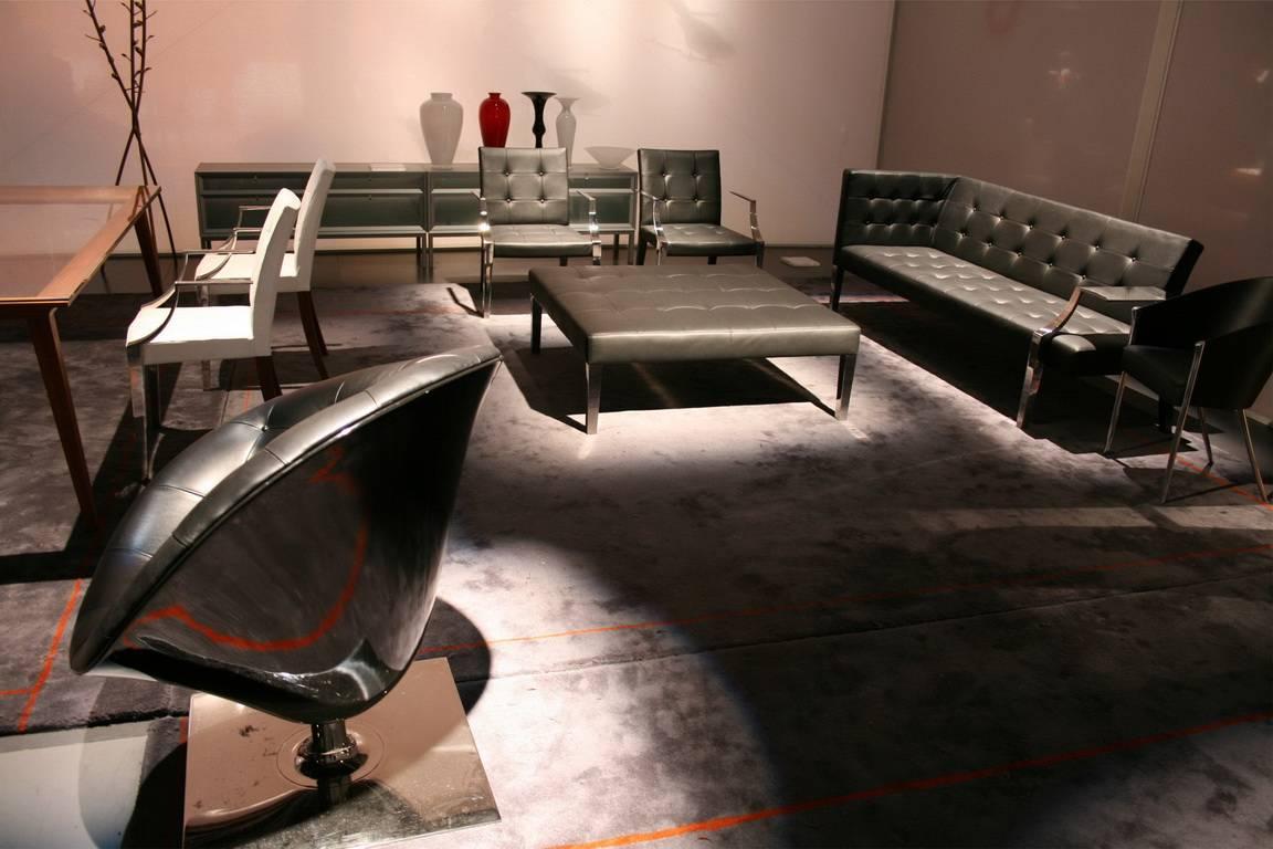Acier inoxydable Fauteuil en cuir matelassé « Monseigneur » conçu par Philippe Starck pour Driade en vente
