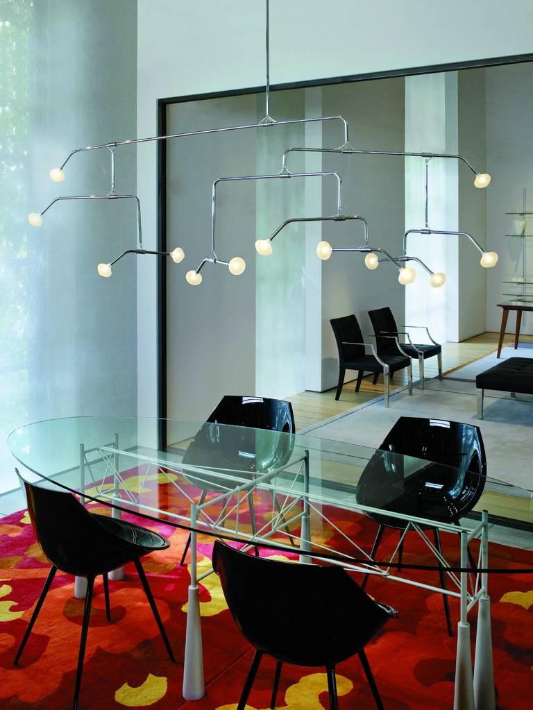 Table « Lybra » en verre trempé et acier conçue par Elliott Littman pour Driade en vente 1