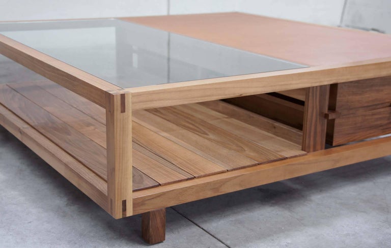 Optimum Walnut Low Coffee Table Designed By Stephane Lebrun For