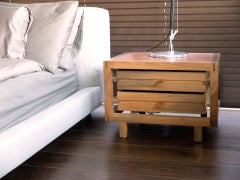 Mesilla de noche de dos cajones "Optimum" en nogal, de Stephane Lebrun para Dessie'