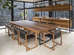 "Brown" Wooden Top and Metal Base Conference Table by S. Lebrun for Dessie'
