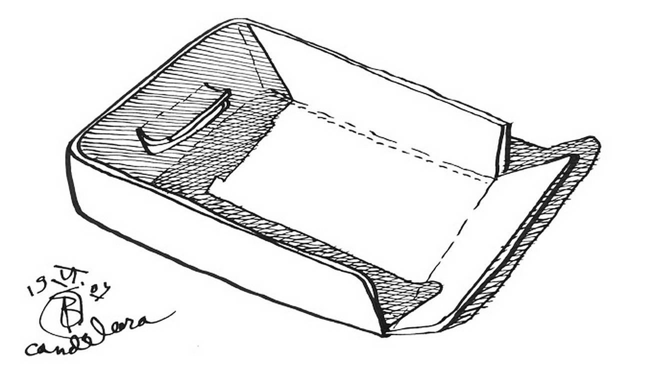 „Italo“ Ledertablett mit In- und Out-Tablett entworfen von Claude Bouchard für Oscar Maschera (Moderne) im Angebot