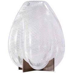 "Venturi Pear White" Unique Murano Glass and Metal Vase by Lara Bohinc
