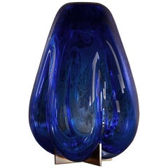 "Venturi Pear Blue" Unique Murano Glass and Metal Vase Designed by Lara Bohinc