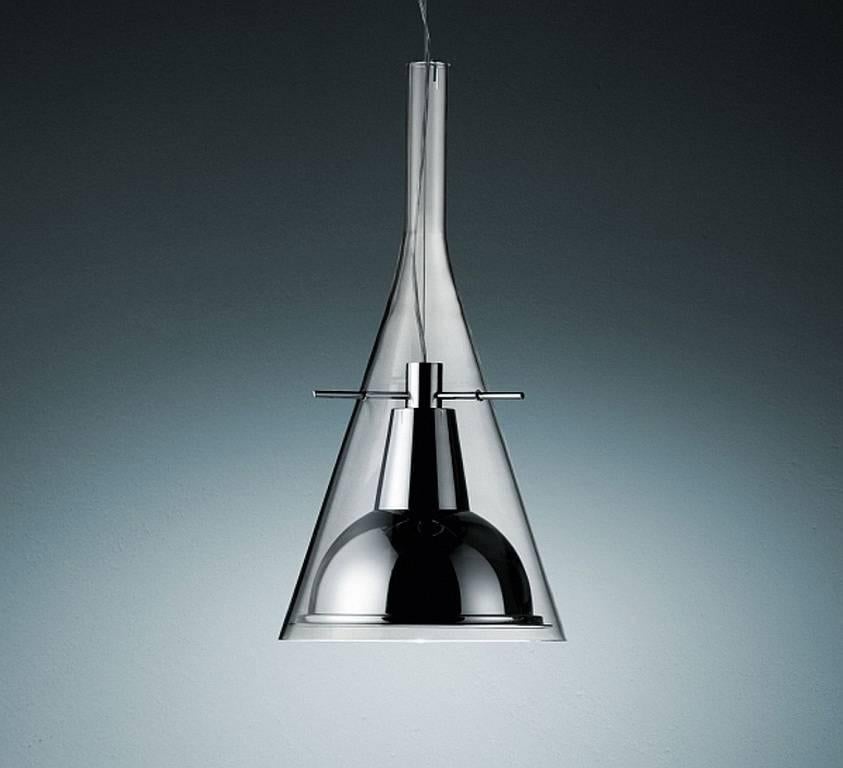 Moderne Lampe à suspension « Flute Magnum » en verre et aluminium de Franco Raggi pour FontanaArte en vente