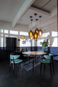 "Pylon Gradient" Round Table with Oak Top and Steel Base by Moroso for Diesel